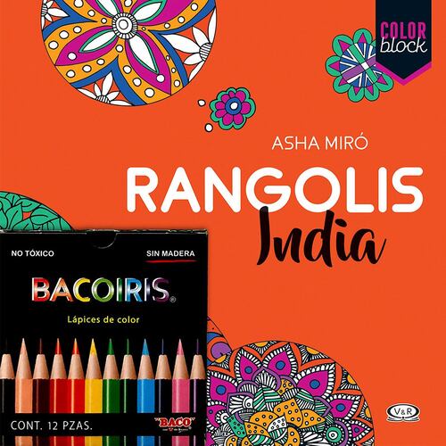 Rangolis de la India color block con colores de obsequio