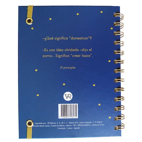 Agenda 2025 Tapa Dura Azul con Espiral Diseño El Principito Vr Editoras