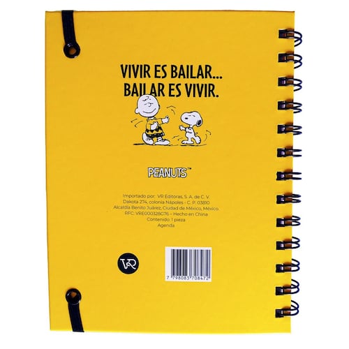Agenda 2025 Tapa Dura Amarillo con Espiral Diseño Snoopy Vr Editoras