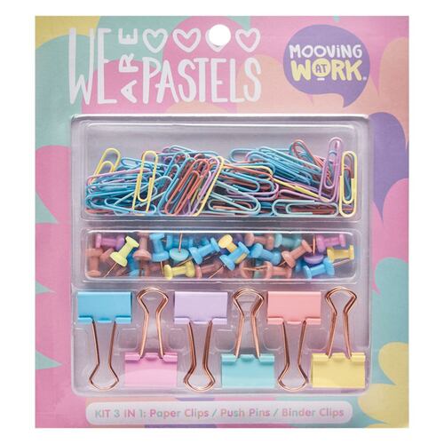 Paquete de Sujetadores de Carpeta, Tachuelas y Sujetadores de Papel En Tonos Pastel