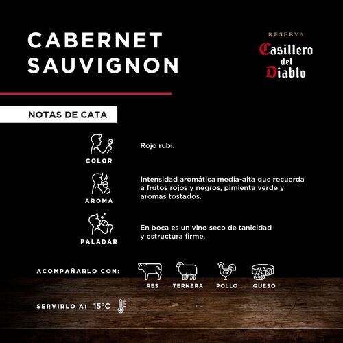 Vino Tinto Casillero del Diablo Reserva Cabernet Sauvignon750ml