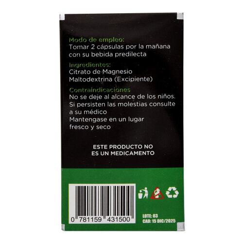 Citrato de Magnesio 60 cápsulas