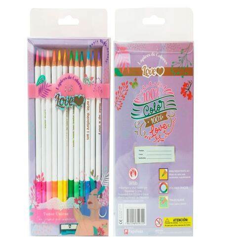 12 Lápices de Colores Love