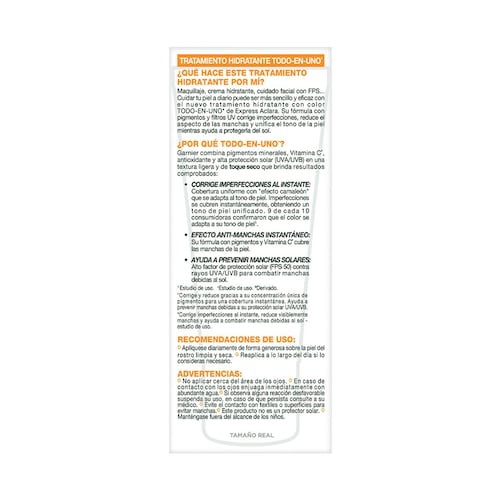 Garnier Skin Active Express Aclara Tratamiento Hidratante con Color Todo En Uno Tono Claro 40ml