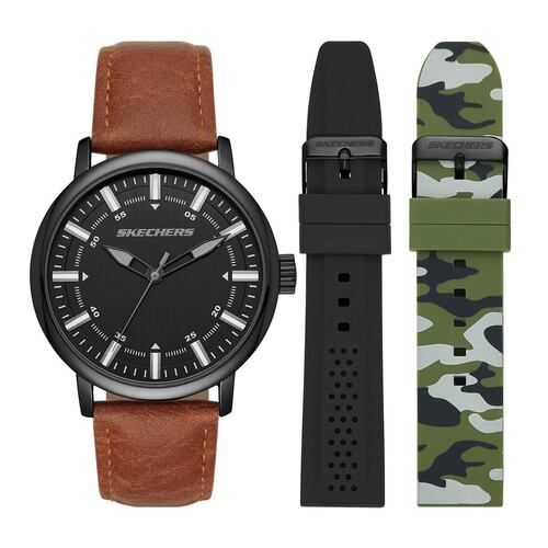 Set Reloj Skechers + 2 Correas Multicolor SR9030 Para Caballero