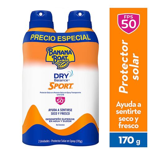 Pack de 2 piezas Protector solar Banana Boat Dry Balance Spf50+170g