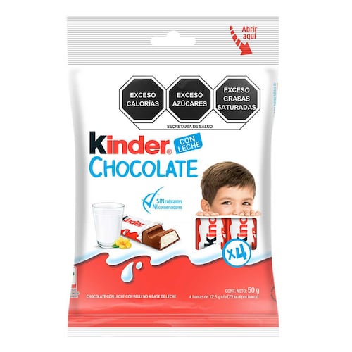 Paquete de Kinder Chocolate de leche con 4 barritas