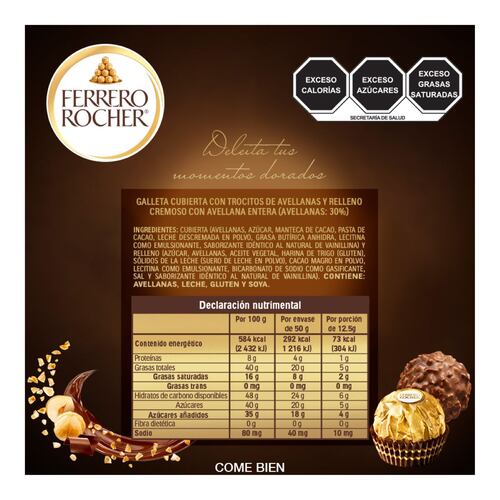 Caja de Chocolates Ferrero Rocher con 10 Piezas 125gr