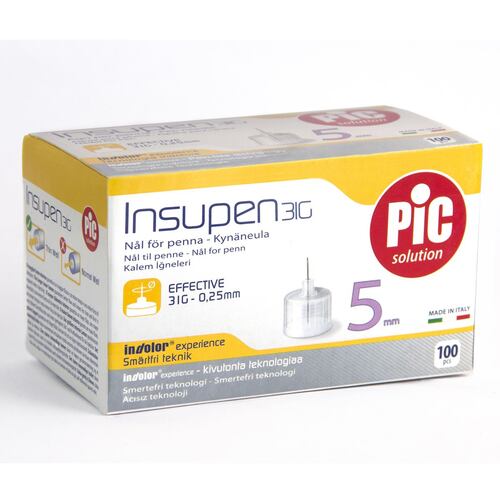 Agujas Pic para Insulina 31g 5mm Caja 100 Pzas