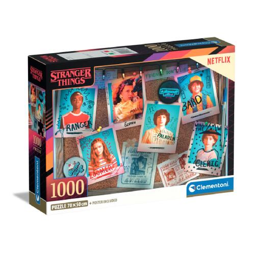 Rompecabezas Compacto Stranger Things Cartas 1000 piezas Clementoni