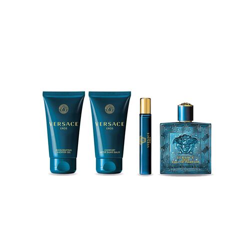 Estuche Versace Eros Eau de Parfum 100 Ml + Shower Gel 75 Ml + Shave Balm 75 Ml + Travel Spray 10 Ml para Caballero