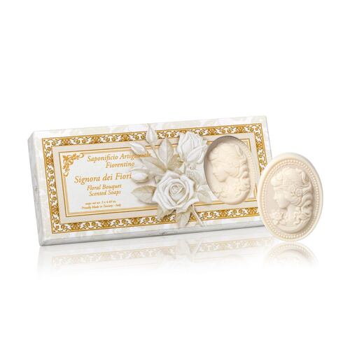 Set Jabones Cameo Fiorentino Ramo de Flor c/3 125g