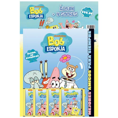 Multiset 4 Sobres de Estampas Bob Esponja