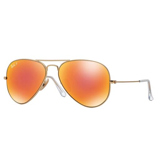 Ray-Ban aviator large metal polarizado rojo, armazón en metal oro