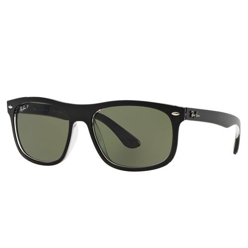 Ray-Ban verde polarizado, armazón inyectado negro-transparente
