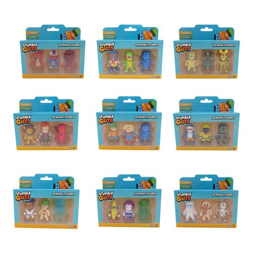 Set 3 Figuras Coleccionables 3D Stumble Guys 5cm