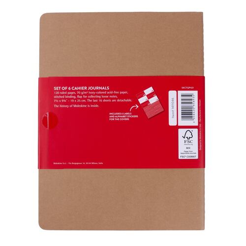 Set Libretas Moleskine Tapa Dura Kraft 6 Piezas