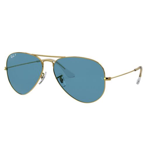 Lente Solar Aviador Metal Azul Polarizado Oro 0RB3025 Ray-Ban