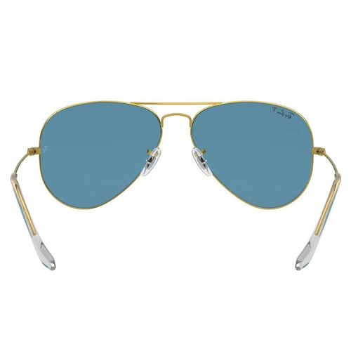 Lente Solar Aviador Metal Azul Polarizado Oro 0RB3025 Ray-Ban