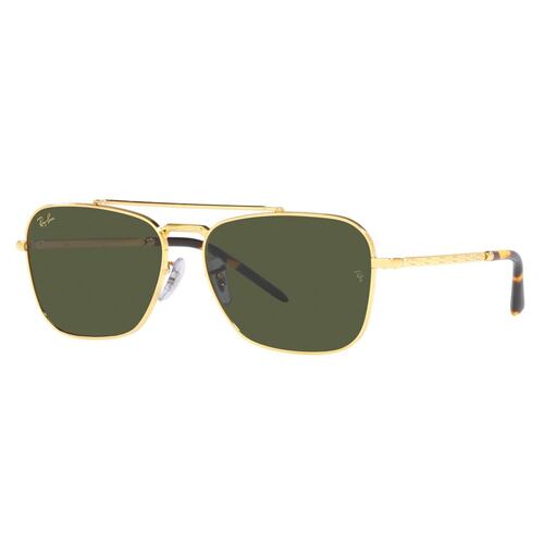 Lente solar Ray-Ban New Caravan modelo 0RB3636 color verde en metal color oro