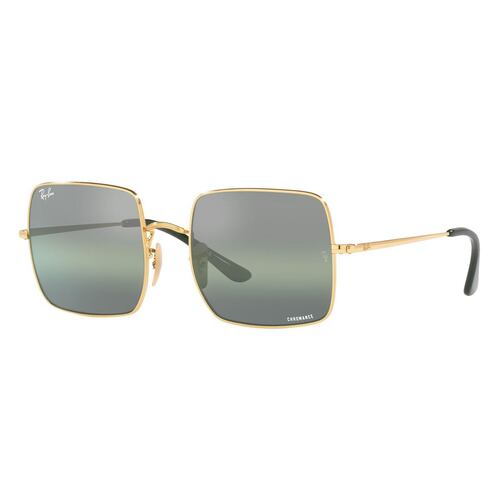 Lente Solar Ray-Ban Square Polarizado Verde en Metal Oro