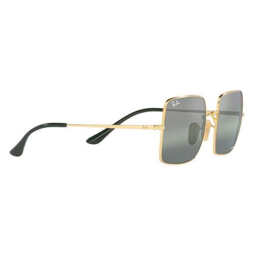 Lente Solar Ray-Ban Square Polarizado Verde en Metal Oro