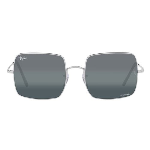 Lente Solar Ray-Ban Square Polarizado Azul en Metal Plata