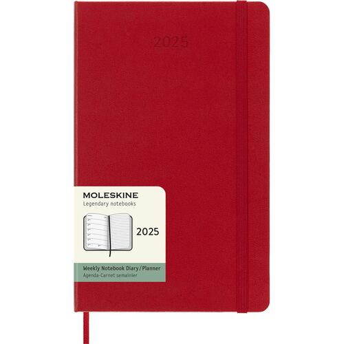 Agenda Grande Semanal 2025 Roja Pasta Dura Moleskine