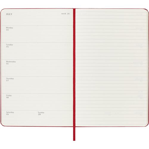 Agenda Grande Semanal 2025 Roja Pasta Dura Moleskine
