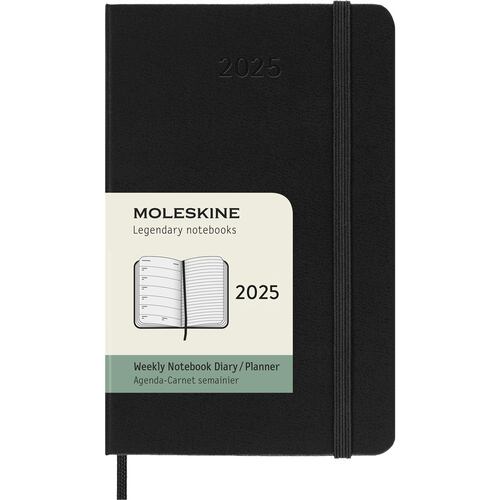 Agenda Semanal de Bolsillo 2025 Negra Pasta Dura Moleskine