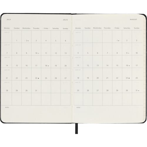 Agenda Semanal de Bolsillo 2025 Negra Pasta Dura Moleskine