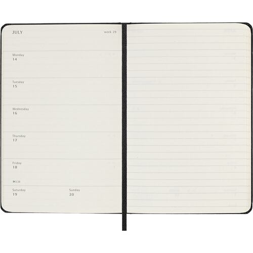 Agenda Semanal de Bolsillo 2025 Negra Pasta Dura Moleskine