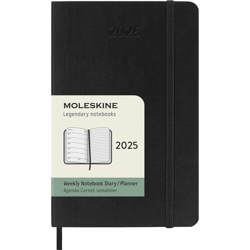 Agenda Semanal de Bolsillo 2025 Negra Pasta Suave Moleskine