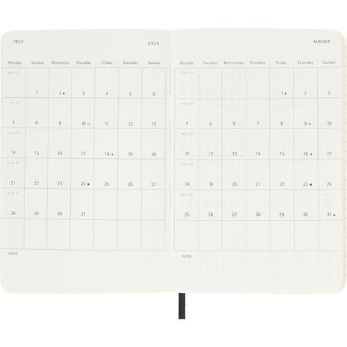 Agenda Semanal de Bolsillo 2025 Negra Pasta Suave Moleskine