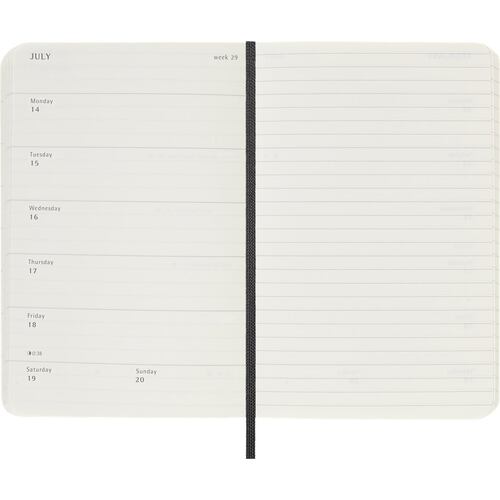 Agenda Semanal de Bolsillo 2025 Negra Pasta Suave Moleskine