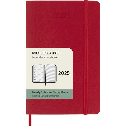 Agenda Semanal de Bolsillo 2025 Roja Pasta Suave Moleskine