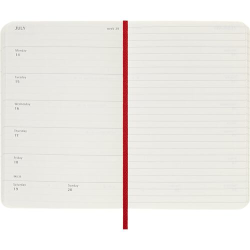 Agenda Semanal de Bolsillo 2025 Roja Pasta Suave Moleskine