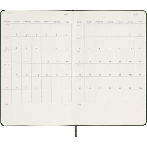 Agenda Semanal 2025 Grande Verde Mirto Pasta Dura Moleskine