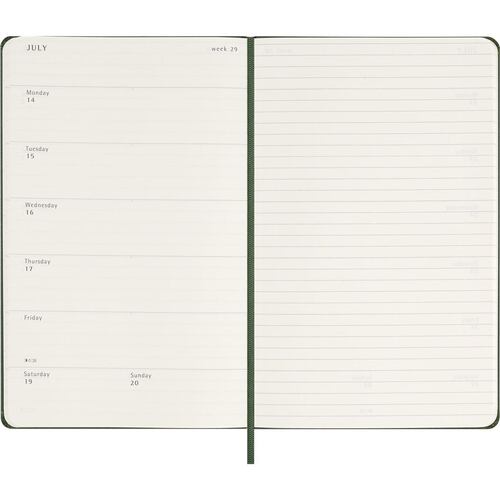 Agenda Semanal 2025 Grande Verde Mirto Pasta Dura Moleskine