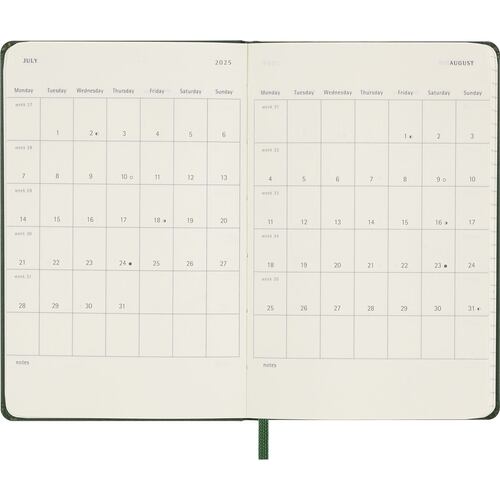 Agenda Diaria de Bolsillo 2025 Verde Pasta Dura Moleskine
