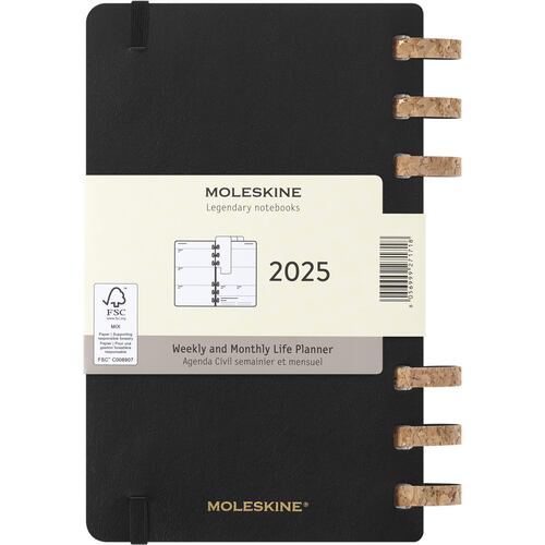 Agenda Grande con Espiral 2025 Negro Pasta Suave Moleskine
