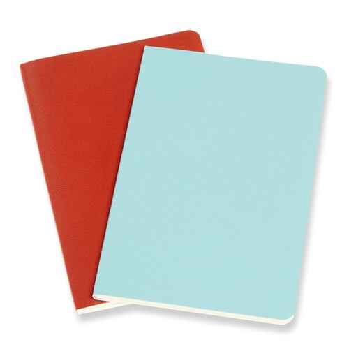 Set 2 Libretas Bolsillo Naranja Azul Aqua Hoja Blanca Pasta Suave