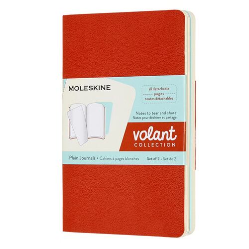 Set 2 Libretas Bolsillo Naranja Azul Aqua Hoja Blanca Pasta Suave