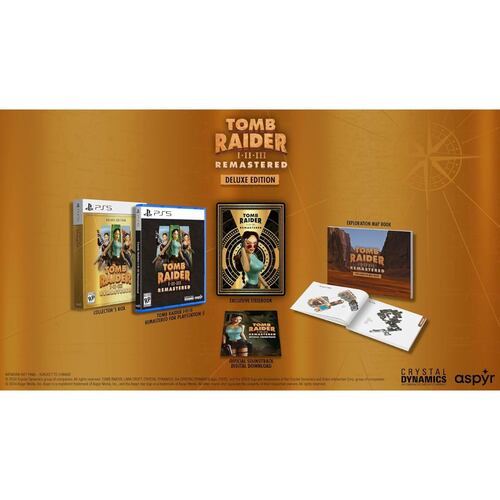 Set de Colección Videojuego Tomb Raider I-II-III Remastered Edición Delux PlayStation 5