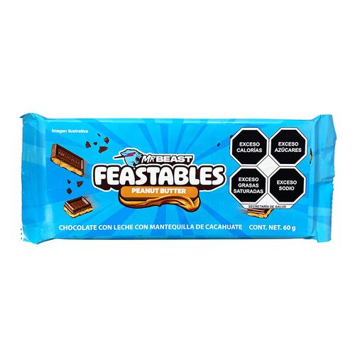 Tablilla de Choco con Mantequilla de Maní Mr Beast 60 gr FEASTABLES