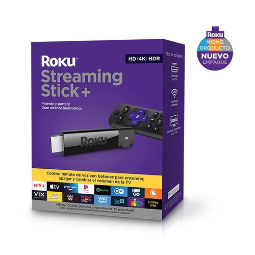 Roku Streaming Stick + | Dispositivo de streaming HD/ 4K/HDR de largo alcance con control remoto inalámbrico