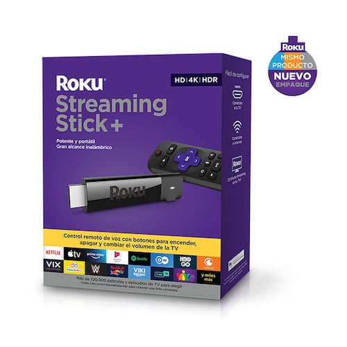 Roku Streaming Stick + | Dispositivo de streaming HD/ 4K/HDR de largo alcance con control remoto inalámbrico