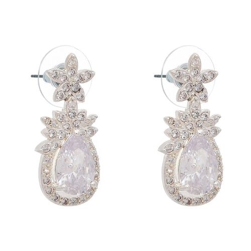 Aretes en forma de Gota con Circonia Plateado Napier