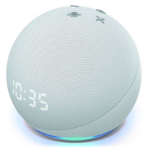 Bocina Echo Dot  (4ta Generación) con Alexa y Reloj Digital Blanco