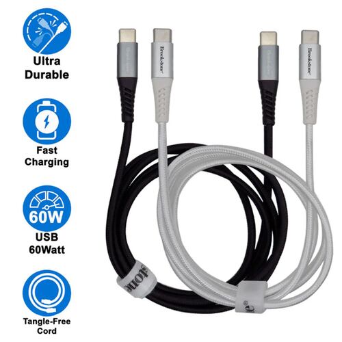 Pack 2 Cables C a C 1.21m 1 Blanco y 1 Negro